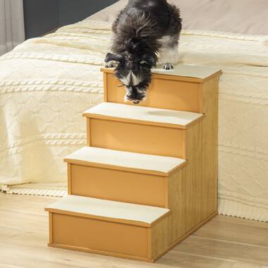 Carpeted dog outlet steps wood